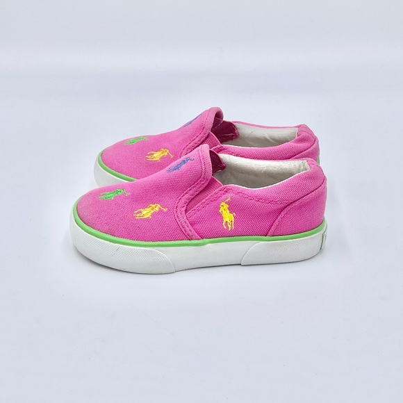Polo Ralph Lauren Bal Harbor Repeat Slip On Pink Sneaker Kids / Baby size 7 - Picture 5 of 11